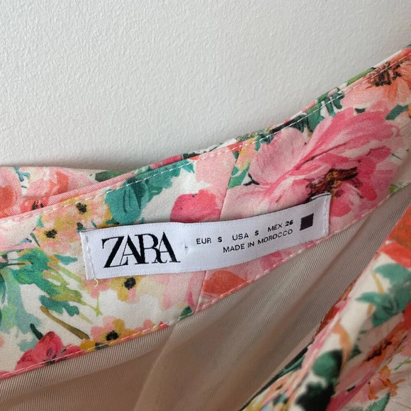 Zara One Shoulder Floral Draped Bodycon Mini Dress Size Small - Picture 12 of 13